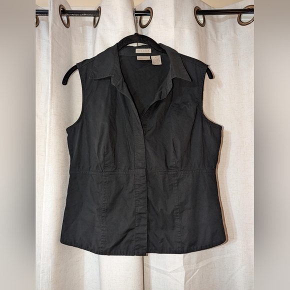 Vintage Tops - Vintage 90s 2000s Fitted Corsetlike Button Up Black Top